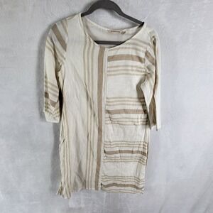 Soft Surroundings Shift Dress Womens Size S Cottagecore Cotton Linen White Beige